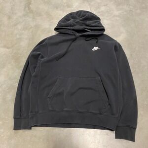 Nike Sportswear Club Fleece Hoodie Black Pullover Casual Athletic Men's M
